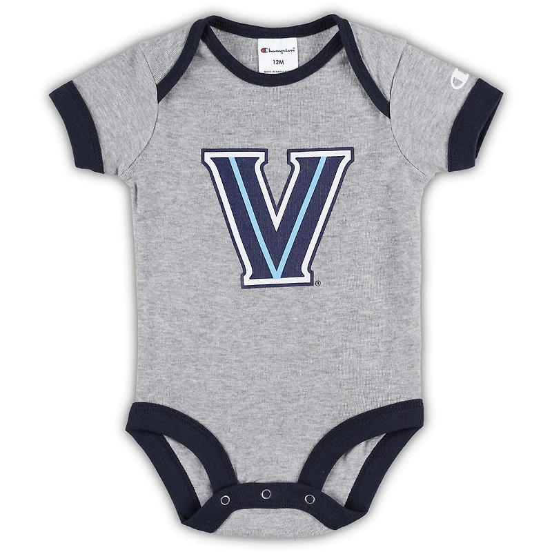 Infant Champion Navy/Heather Gray Villanova Wildcats I Wanna Be Three-Pack Bodysuit Set