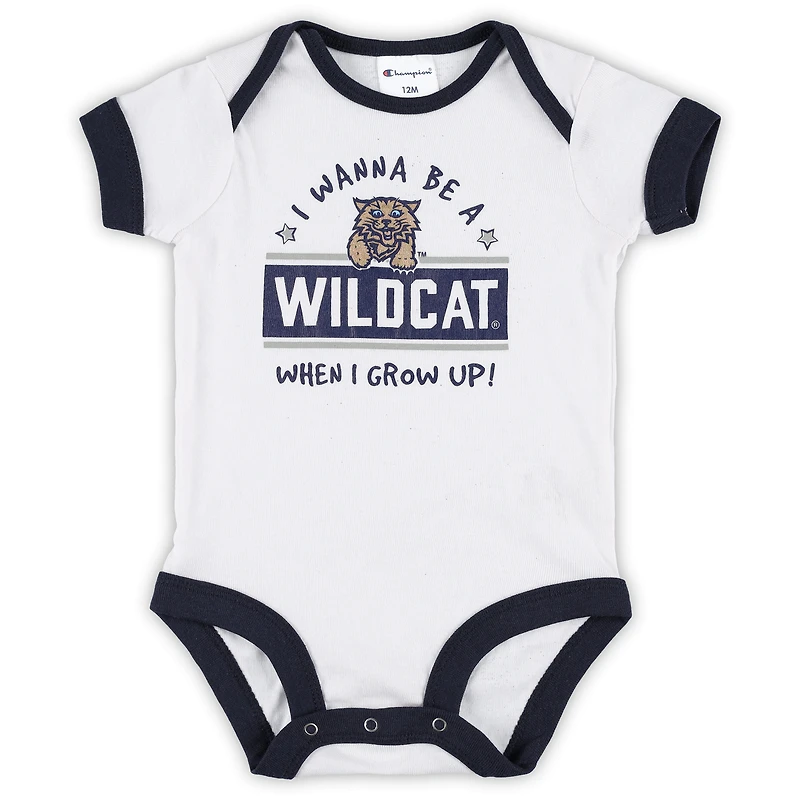 Infant Champion Navy/Heather Gray Villanova Wildcats I Wanna Be Three-Pack Bodysuit Set