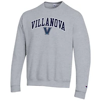 Men's Champion  Heather Gray Villanova Wildcats Arch Over Logo Pullover Sweatshirt