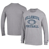 Men's Champion  Gray Villanova Wildcats Football Jersey Long Sleeve T-Shirt