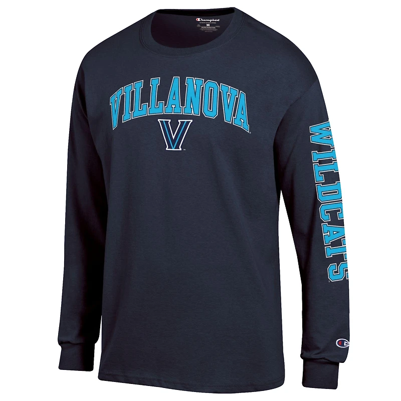 Men's Champion  Navy Villanova Wildcats Arch Over Logo 2-Hit Long Sleeve T-Shirt