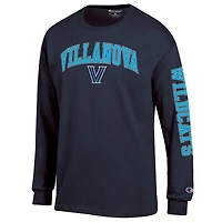 Men's Champion  Navy Villanova Wildcats Arch Over Logo 2-Hit Long Sleeve T-Shirt