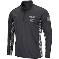 Men's Colosseum Charcoal Villanova Wildcats OHT Military Appreciation Digital Camo Lightweight Quarter-Zip Pullover