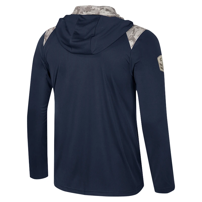 Men's Colosseum Navy Villanova Wildcats OHT Military Appreciation Quarter-Zip Hoodie Jacket