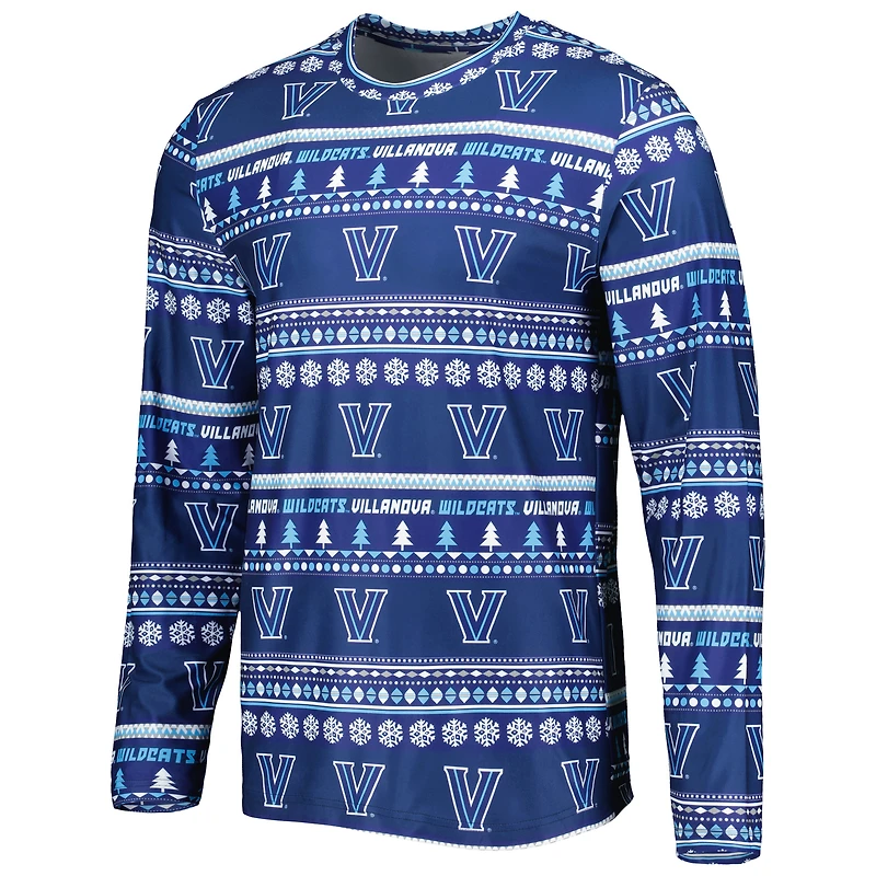 Ensemble de nuit pour homme Concepts Sport Navy Villanova Wildcats pivotant à manches longues et pantalon