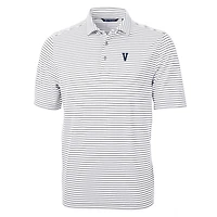 Men's Cutter & Buck Gray Villanova Wildcats Big Tall Team Logo Virtue Eco Pique Stripe Recycled Polo