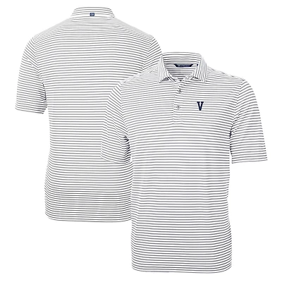 Men's Cutter & Buck Gray Villanova Wildcats Big Tall Team Logo Virtue Eco Pique Stripe Recycled Polo