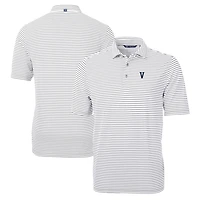Men's Cutter & Buck Gray Villanova Wildcats Big Tall Team Logo Virtue Eco Pique Stripe Recycled Polo