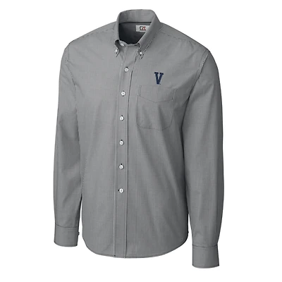 Men's Cutter & Buck Gray Villanova Wildcats Vault Epic Easy Care Gingham Long Sleeve Button-Up Shirt