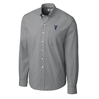 Men's Cutter & Buck Gray Villanova Wildcats Vault Epic Easy Care Gingham Long Sleeve Button-Up Shirt