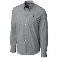 Men's Cutter & Buck Heather Charcoal Villanova Wildcats Epic Easy Care Gingham Big Tall Long Sleeve Button-Down Shirt