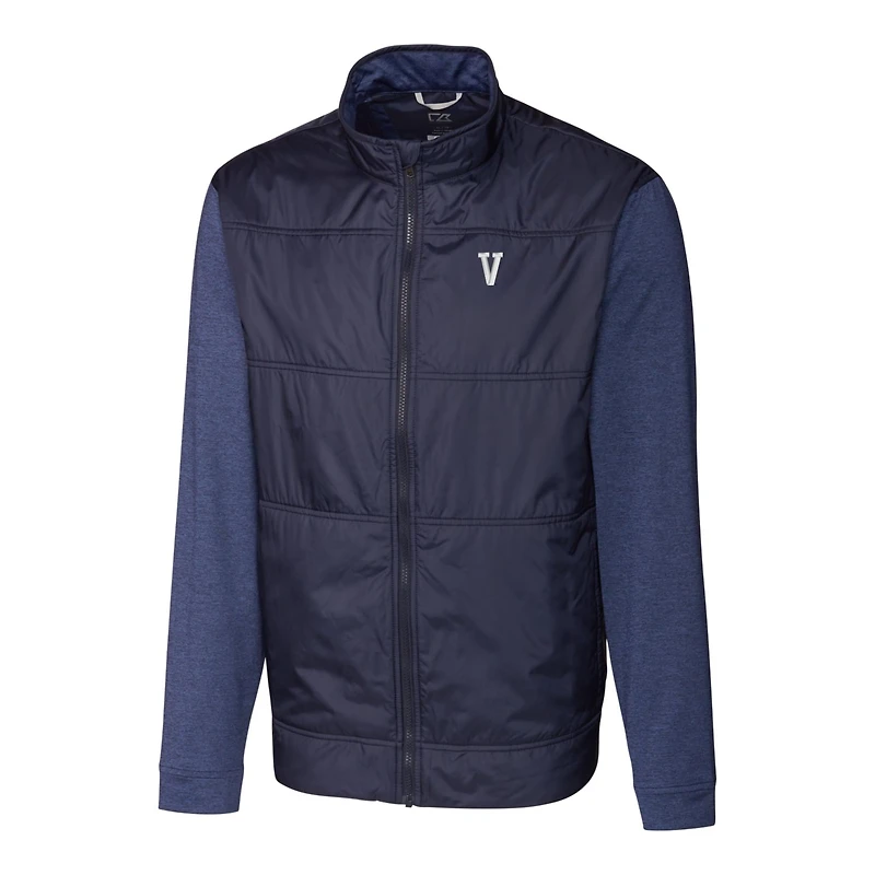 Coupe-vent matelassé hybride entièrement zippé pour homme, bleu marine, Villanova Wildcats Vault, de la marque Cutter & Buck, taille grande et