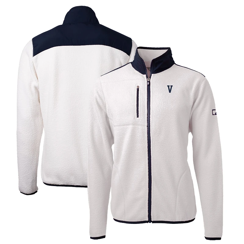 Veste polaire Sherpa écologique Cascade blanche Villanova Wildcats pour homme, grande taille, fermeture éclair intégrale Cutter & Buck