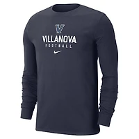 T-shirt à manches longues Nike Villanova Wildcats pour homme bleu marine