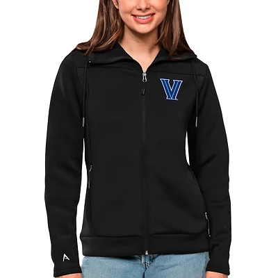 Veste zippée intégrale Antigua Black Villanova Wildcats Protect pour femme