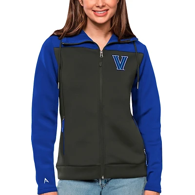 Women's Antigua Royal/Charcoal Villanova Wildcats Protect Full-Zip Jacket