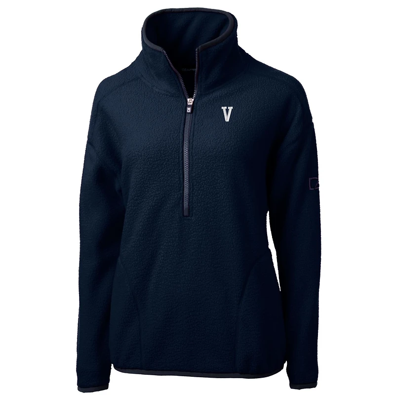 Veste polaire demi-zippée en sherpa écologique Cascade pour femme, bleu marine, Cutter & Buck, Villanova Wildcats
