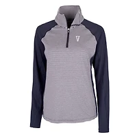 Women's Cutter & Buck Navy Villanova Wildcats Forge Tonal Stripe Stretch Half-Zip Pullover Top