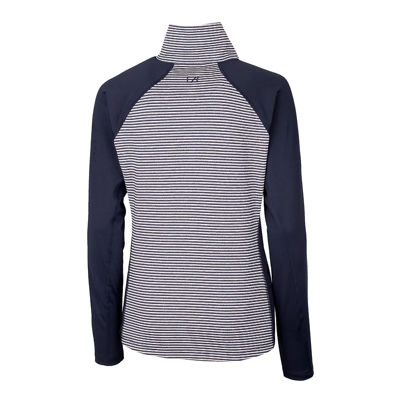 Women's Cutter & Buck Navy Villanova Wildcats Forge Tonal Stripe Stretch Half-Zip Pullover Top