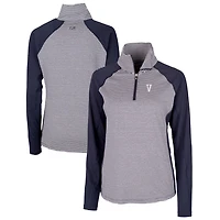 Women's Cutter & Buck Navy Villanova Wildcats Forge Tonal Stripe Stretch Half-Zip Pullover Top