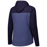 Women's Heather Navy Villanova Wildcats Knockout Color Block Hooded V-Neck Long Sleeve T-Shirt