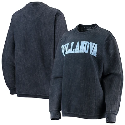 Sweat-shirt Pressbox pour femme bleu marine Villanova Wildcats Comfy Cord Vintage Wash Basic Arch Pullover