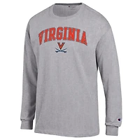 Men's Champion  Heather Gray Virginia Cavaliers Arch Over Logo Long Sleeve T-Shirt