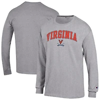 Men's Champion  Heather Gray Virginia Cavaliers Arch Over Logo Long Sleeve T-Shirt
