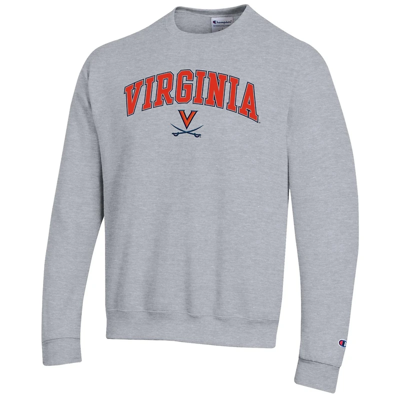 Sweat-shirt à capuche avec logo Arch Over Champion gris chiné pour homme des Virginia Cavaliers