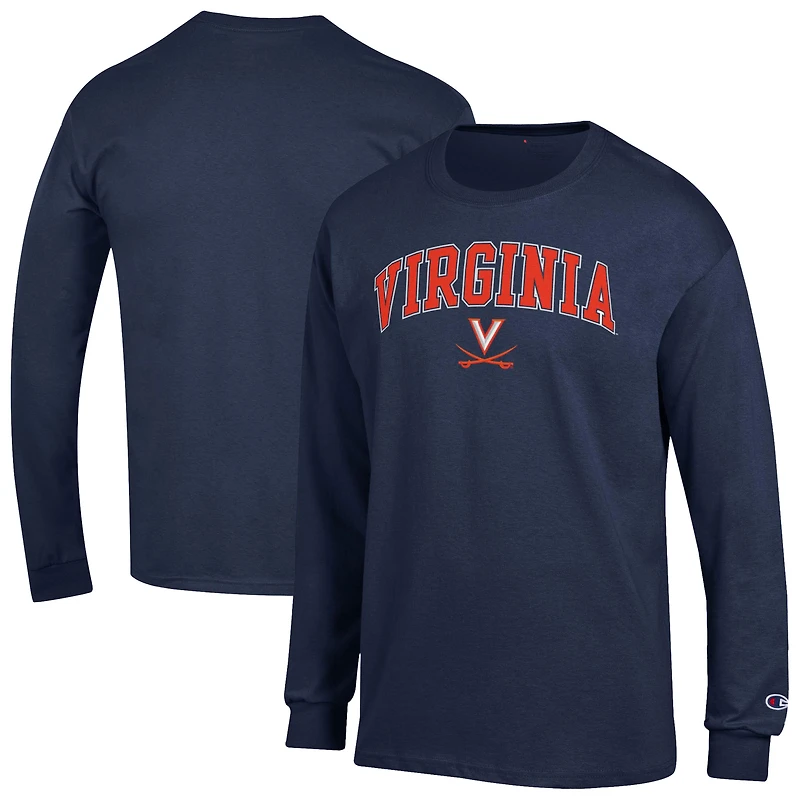 Men's Champion Navy Virginia Cavaliers Arch Over Logo Long Sleeve T-Shirt