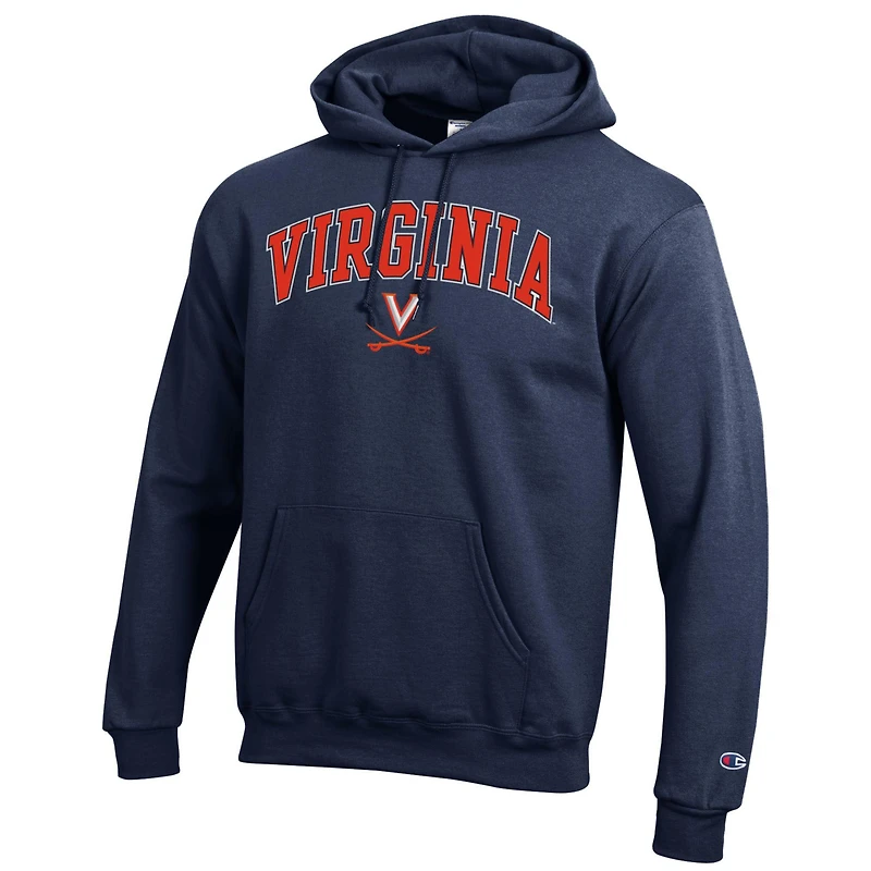 Sweat à capuche en polaire avec logo arqué Champion Navy Virginia Cavaliers pour homme