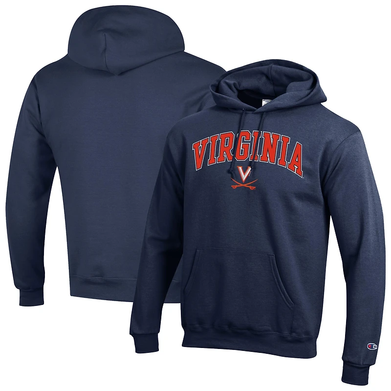 Sweat à capuche en polaire avec logo arqué Champion Navy Virginia Cavaliers pour homme