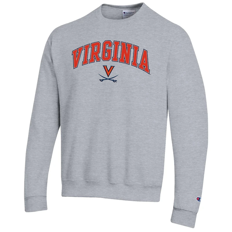 Men's Champion  Heather Gray Virginia Cavaliers Basic Arch Fleece Pullover Sweatshirt