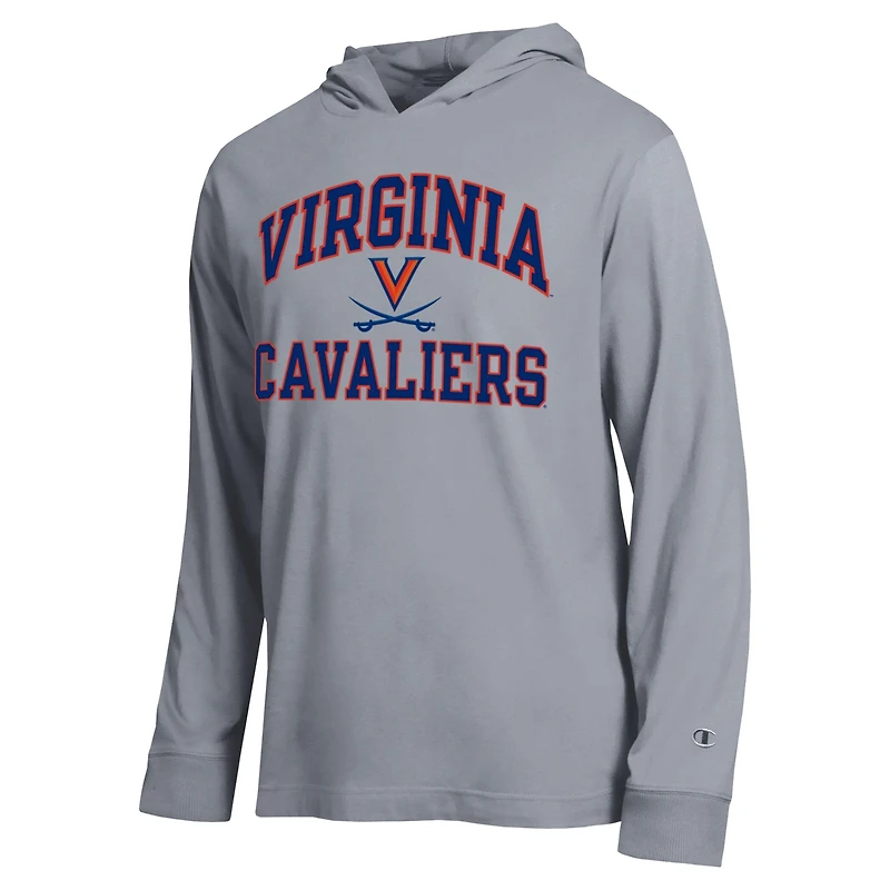 Men's Champion  Heather Gray Virginia Cavaliers High Motor All-Star Long Sleeve Hooded T-Shirt