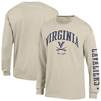 T-shirt à manches longues Champion Heather Oatmeal Virginia Cavaliers Neutral Arch pour homme