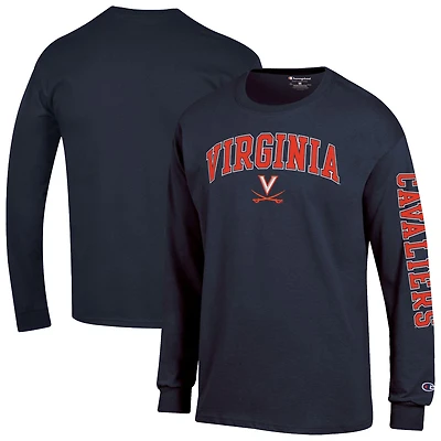 T-shirt à manches longues Champion Orange Virginia Cavaliers pour homme avec logo Arch Over 2-Hit