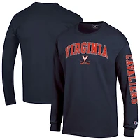 T-shirt à manches longues Champion Orange Virginia Cavaliers pour homme avec logo Arch Over 2-Hit