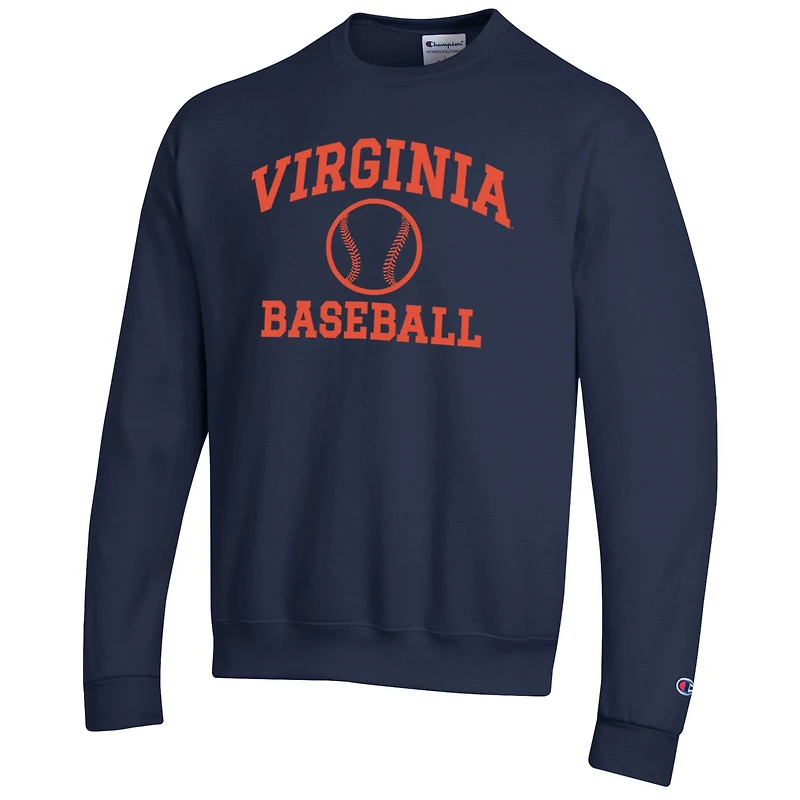 Men's Champion Navy Virginia Cavaliers Baseball Icon Crewneck Pullover Sweatshirt