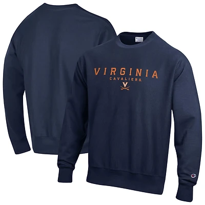Men's Champion  Navy Virginia Cavaliers Relentless Reverse Weave Sweatshirt
