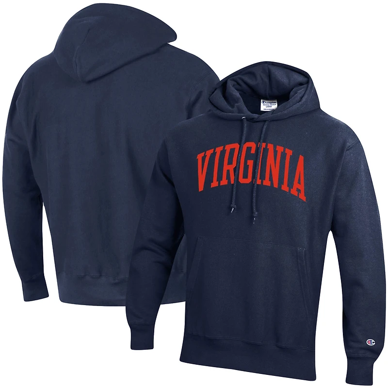 Men's Champion Navy Virginia Cavaliers Team Arch Reverse Weave Pullover Hoodie