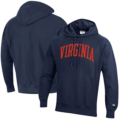 Men's Champion Navy Virginia Cavaliers Team Arch Reverse Weave Relaxed Fit Pullover Hoodie