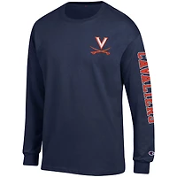 T-shirt à manches longues Champion Navy Virginia Cavaliers Team Stack pour homme