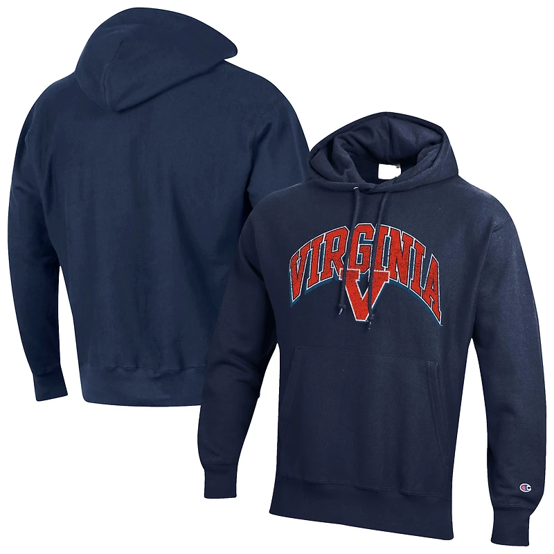 Sweat à capuche tissage inversé Champion Navy Virginia Cavaliers Vault Late Night pour homme