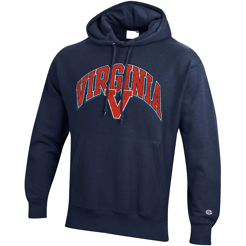 Men's Champion Navy Virginia Cavaliers Vault Late Night Reverse Weave Pullover Hoodie