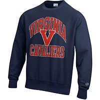 Sweat-shirt à enfiler Champion Navy Virginia Cavaliers Vault Late Night Reverse Weave pour homme