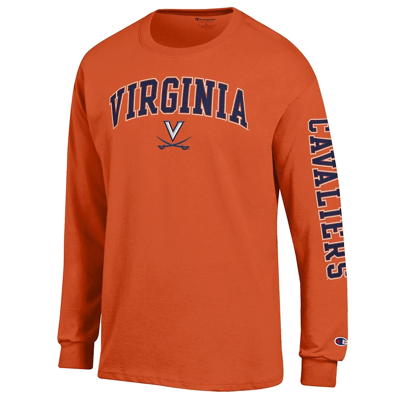Men's Champion  Orange Virginia Cavaliers Arch Over Logo 2-Hit Long Sleeve T-Shirt