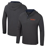 T-shirt à capuche manches longues Henley pour homme Colosseum Charcoal Virginia Cavaliers Dujour Ralgan