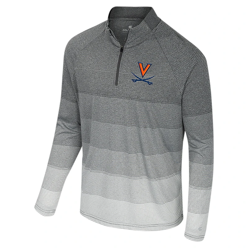 Men's Colosseum  Gray Virginia Cavaliers AI Striped Mesh Quarter-Zip Raglan Windshirt