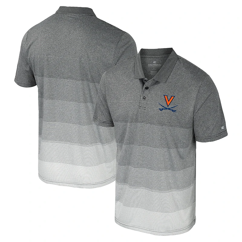 Polo en maille rayée pour hommes, gris Colosseum, Virginia Cavaliers