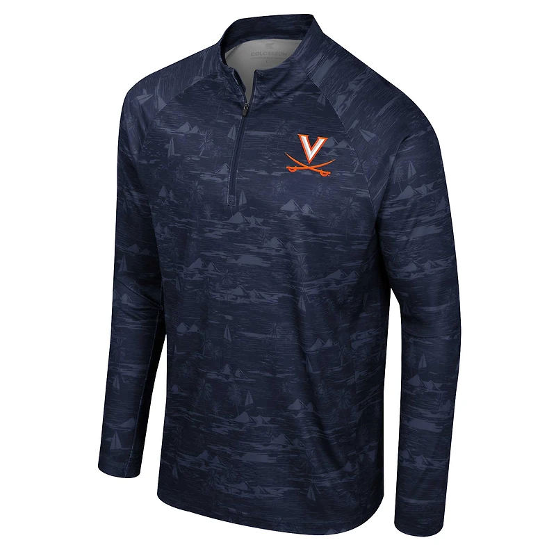 Men's Colosseum Navy Virginia Cavaliers Carson Raglan Quarter-Zip Jacket